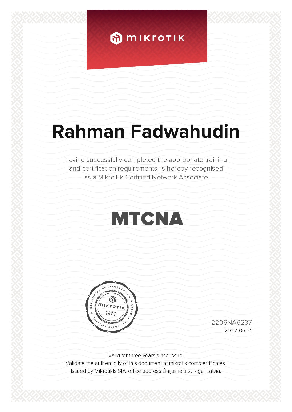 Sertifikat Rahman Fadwahudin